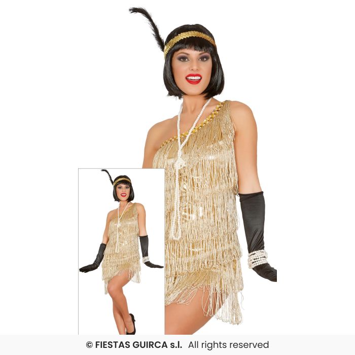 1920s Ladies Flapper Costume Sexy Charleston Flapper Fancy Dress Outfit Gold UK 8-18
