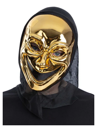 Metallic Mask Adults Halloween Horror Fancy Dress Accessory Red Gold Mens Ladies