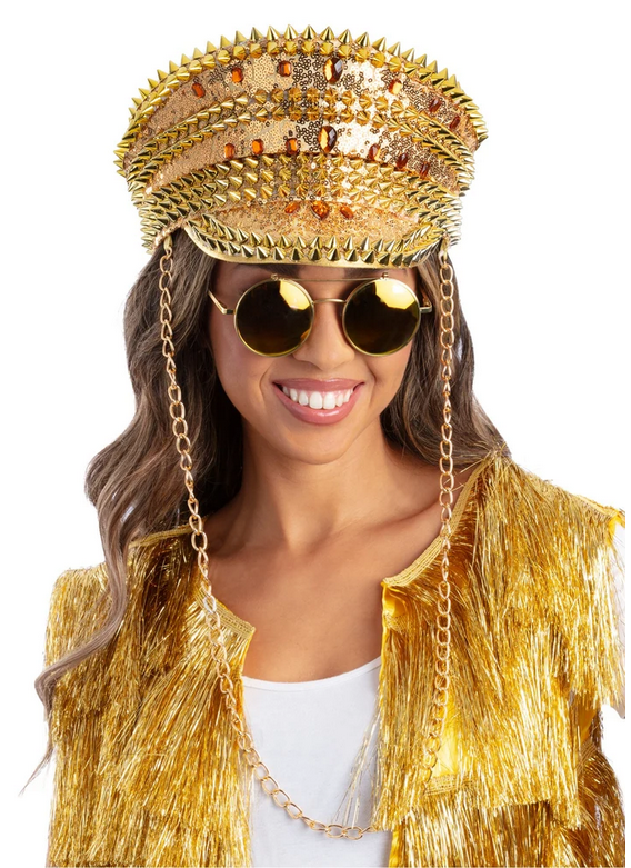 Fever Deluxe Sequin Studded Captains Hat Festival Carnival Fancy Dress