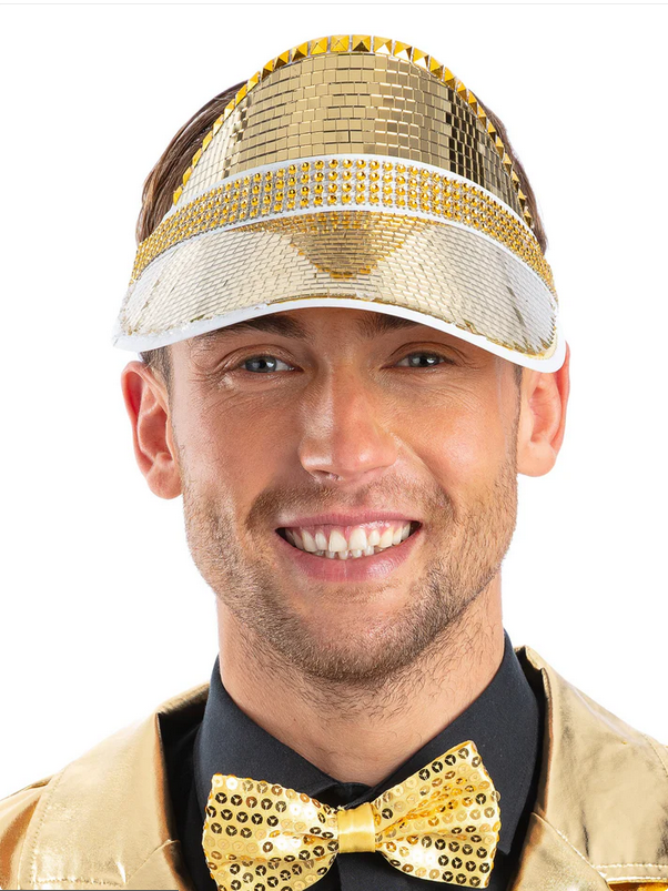 Silver or Gold Disco Ball Visor Sequin Golf Visor Hen Night Fancy Dress Acessory