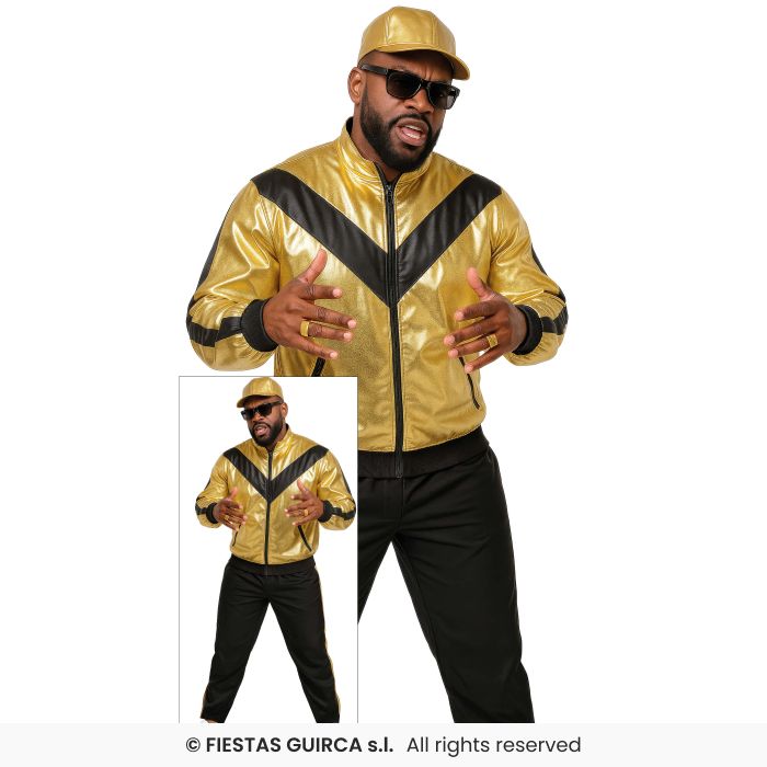 Golden Tracksuit Adults Rap Rapper Star Mens Fancy Dress Costume 90s M-XL