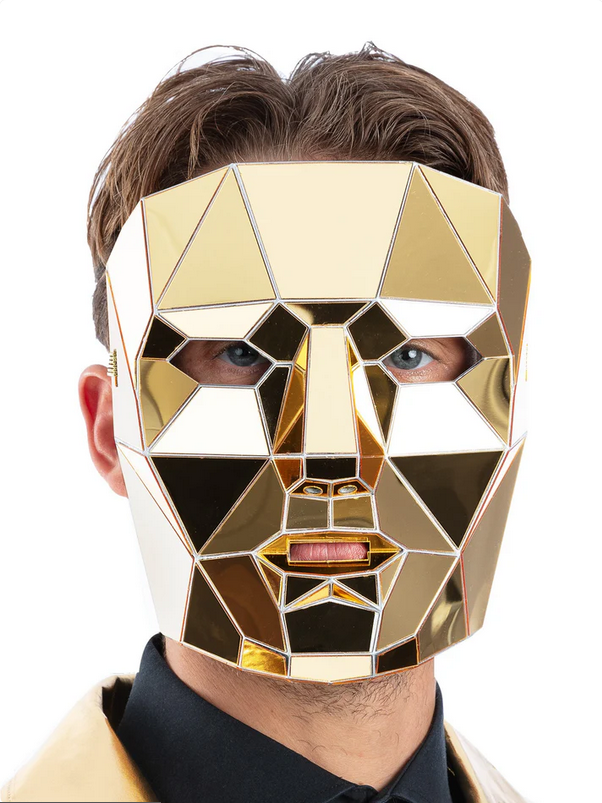 Mirrored AI Robot Mask Metallic Adults Fancy Dress Mask Mens Ladies Halloween