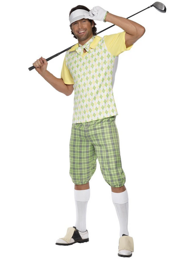 Golfer Costume Mens Golf Golfing Fancy Dress Outfit Adults Pub Golf Sports Stag
