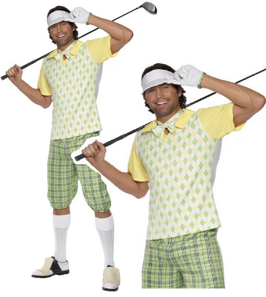 Golfer Costume Mens Golf Golfing Fancy Dress Outfit Adults Pub Golf Sports Stag