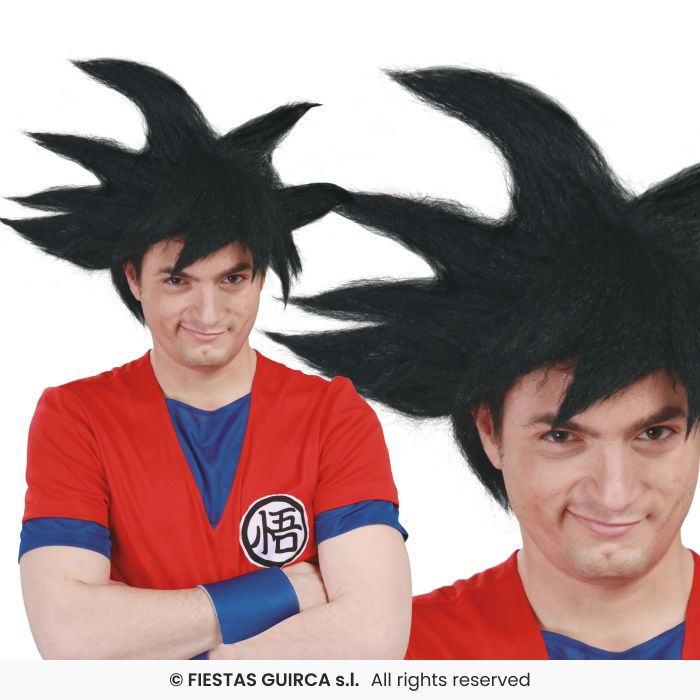Warrior Wig Adults Black Spiky Wig Japanese Animated Cartoon Fancy Dress