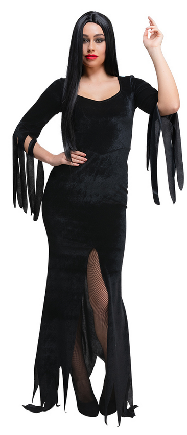 Gothic Lady Halloween Morticia Ladies Fancy Dress Costume Vampiress