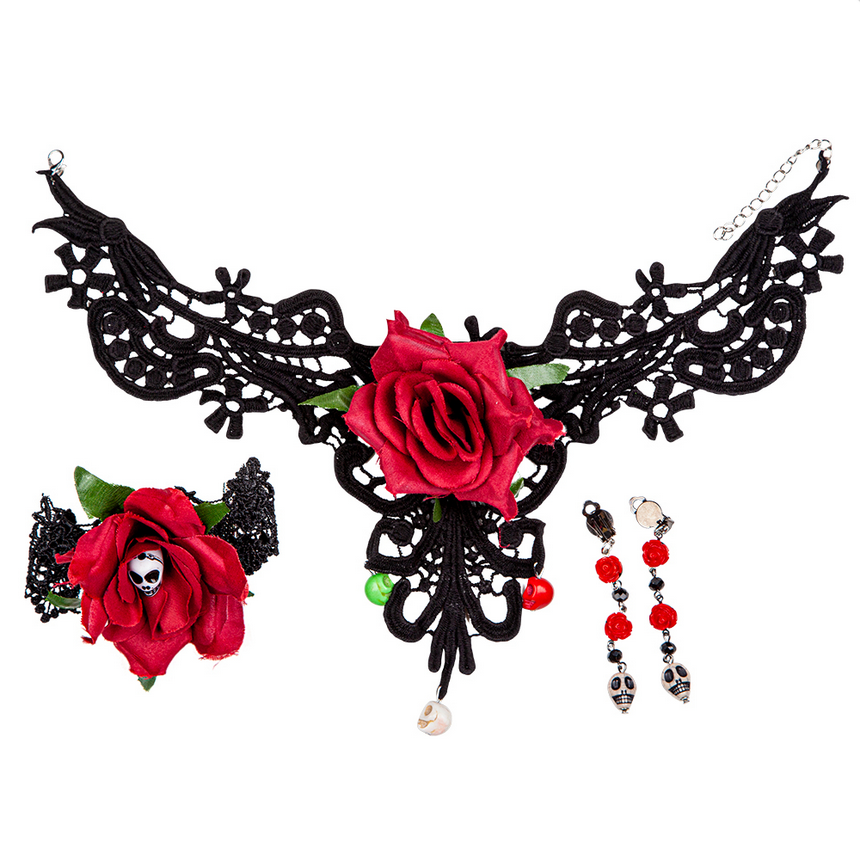 Day Of The Dead Accessorys Mask Veil Adults Halloween Fancy Dress Kit
