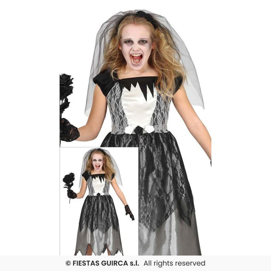 Ghost Gothic Bride Girls Halloween Girls Fancy Dress Costume Kids Aged 3-12