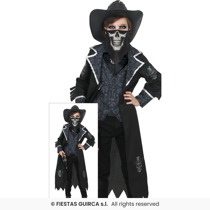 Gothic Cowboy Boys Halloween Fancy Dress Wild West Fancy Dress Costume Age 5-12