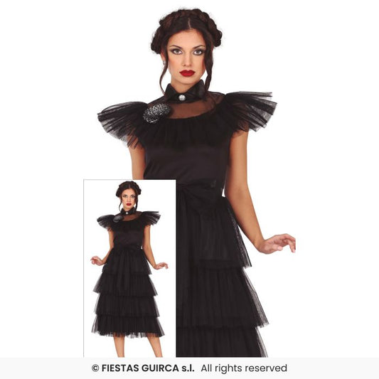 Gothic Girl Prom Night Queen Ladies Halloween Fancy Dress Costume UK 8-16