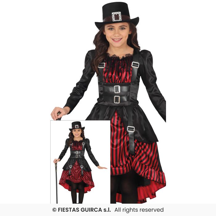 Gothic Girl Steam Punk Victorian Fancy Dress Costume Girls Age 3-12