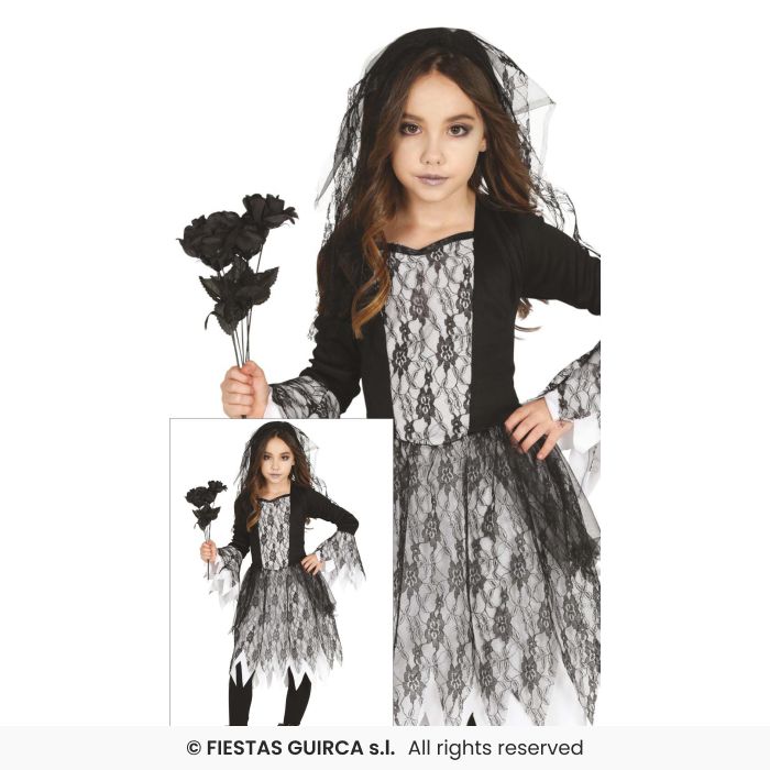 Ghost Girl Gothic Bride Halloween Girls Fancy Dress Costume Kids Aged 3-12