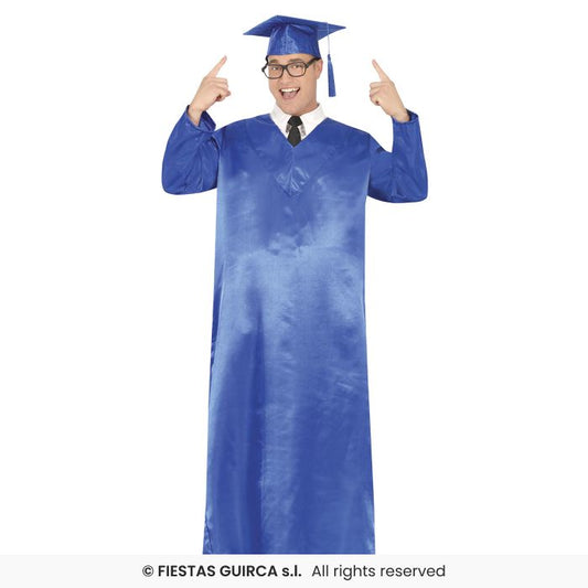 Blue Graduation Man College University Graduate Mens Fancy Dress Outfit Robe M-XL