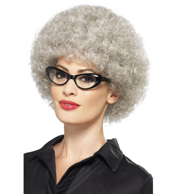 Granny Grandad Old Man Old Woman Comedy Grey Afro Wig Adults Fancy Dress
