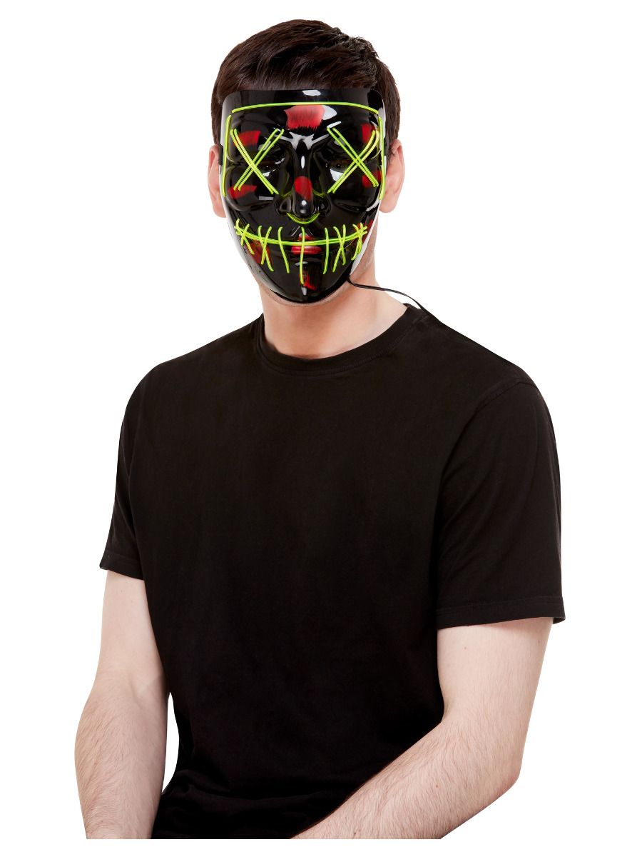 Stitch Face Mask Green Neon Light Up Face Mask Green Neon Light Up Black Fancy Dress