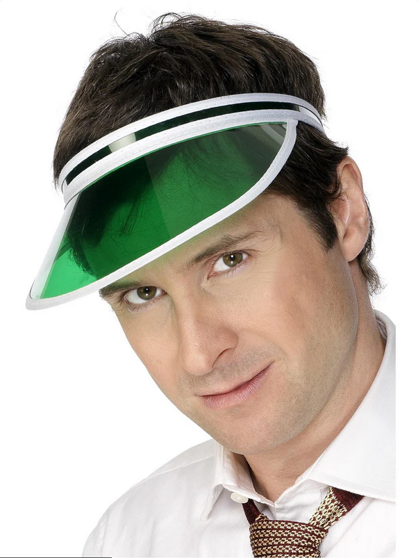 Pink Or Green Poker Visor Casino 80s Pub Golf Adults Fancy Dress Hat