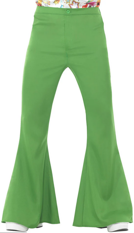 Green Flared Trousers Mens 60s 70s Fancy Dress Retro Disco Costume Accessory