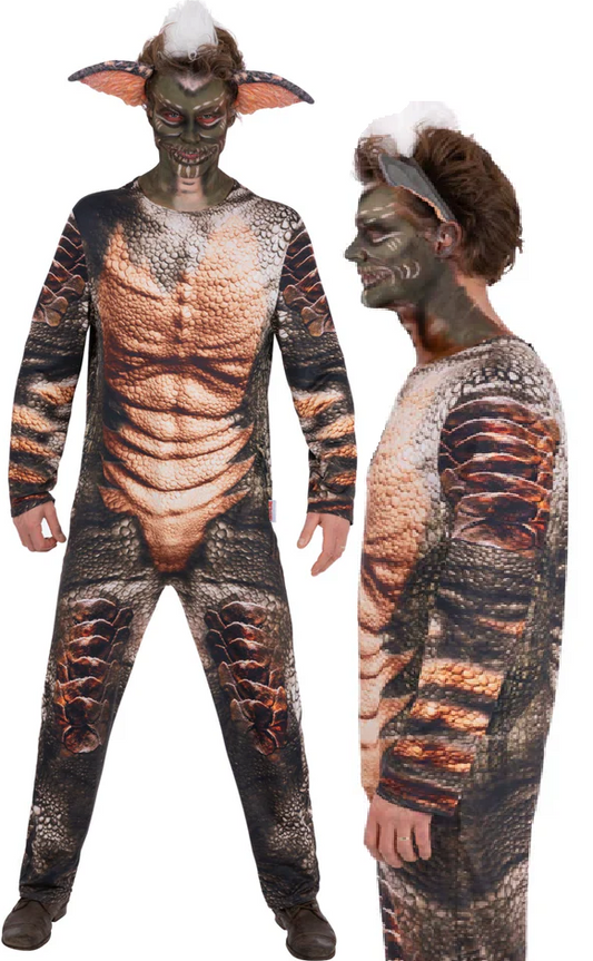 Gremlins Stripe Costume + Ears Adults Scary Official Gremlin Fancy Dress Outfit