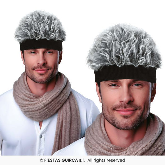 Grey Wig With Headband Martial Arts Wig Fancy Dress Adults Accessory
