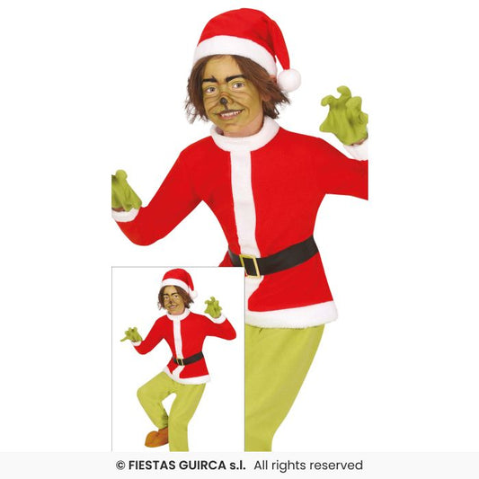 Christmas Hater Kids Monster Santa Green Hairy Fancy Drss Costume Boys Girls Age 3-12