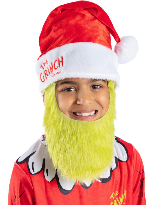 Dr Seuss The Grinch Santa Hat Kids Official Christmas Fancy Dress Accessory