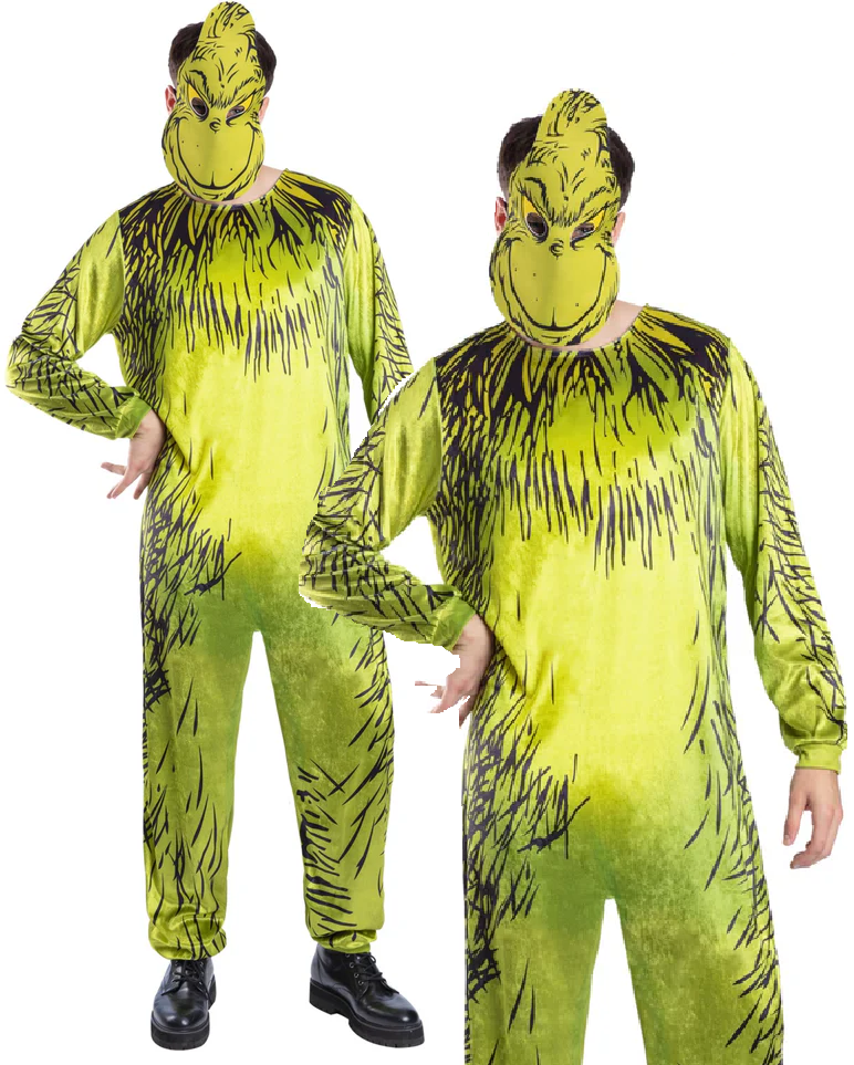 Dr Seuss The Grinch Costume Mens Christmas Fancy Dress Outfit Official