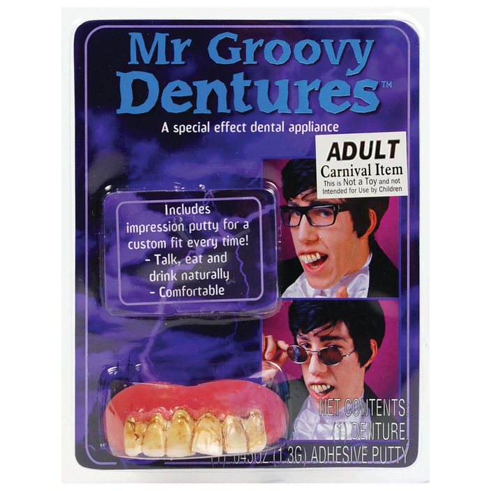 Mr Groovy Teeth Adults False Teeth Novelty Fancy Dress Prop Mens Ladies