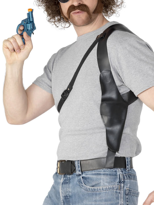 Adult Toy Gun Holster Over Shoulder Leather Look Fancy Dress Accessory