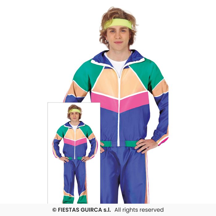 Gymnast Tracksuit 80s Shellsuit Mens Retro 118 Trackie Fancy Dress Costume M-XL