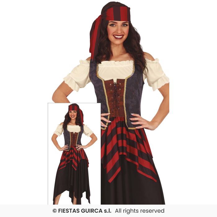 Ladies Gypsy Pirate Adults Pirate Halloween Fancy Dress Costume UK 8-18