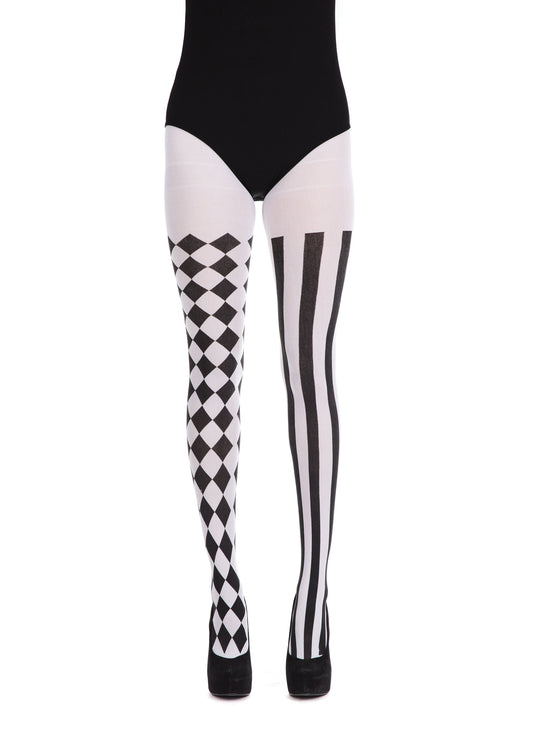 Harlequin Tights Black/White