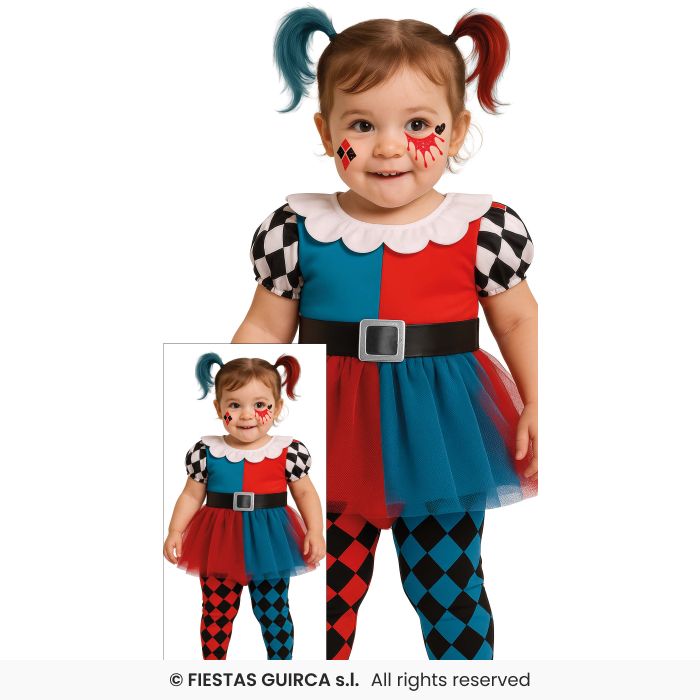 Little Colourful Harlequin Girls Halloween Fancy Dress Costume Toddler Age 1-3