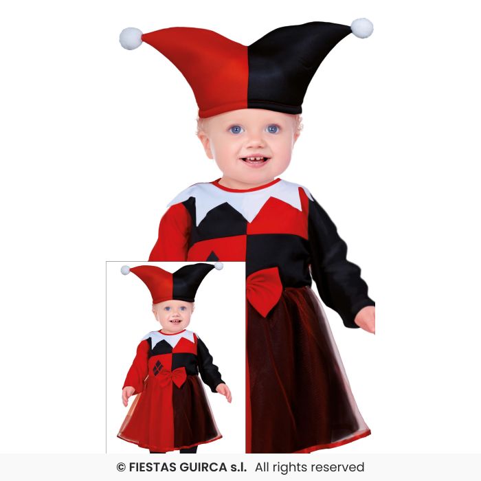Harlequin Costume Girls Jester Haloween Fancy Dress Outfit Toddlers Age 1-3