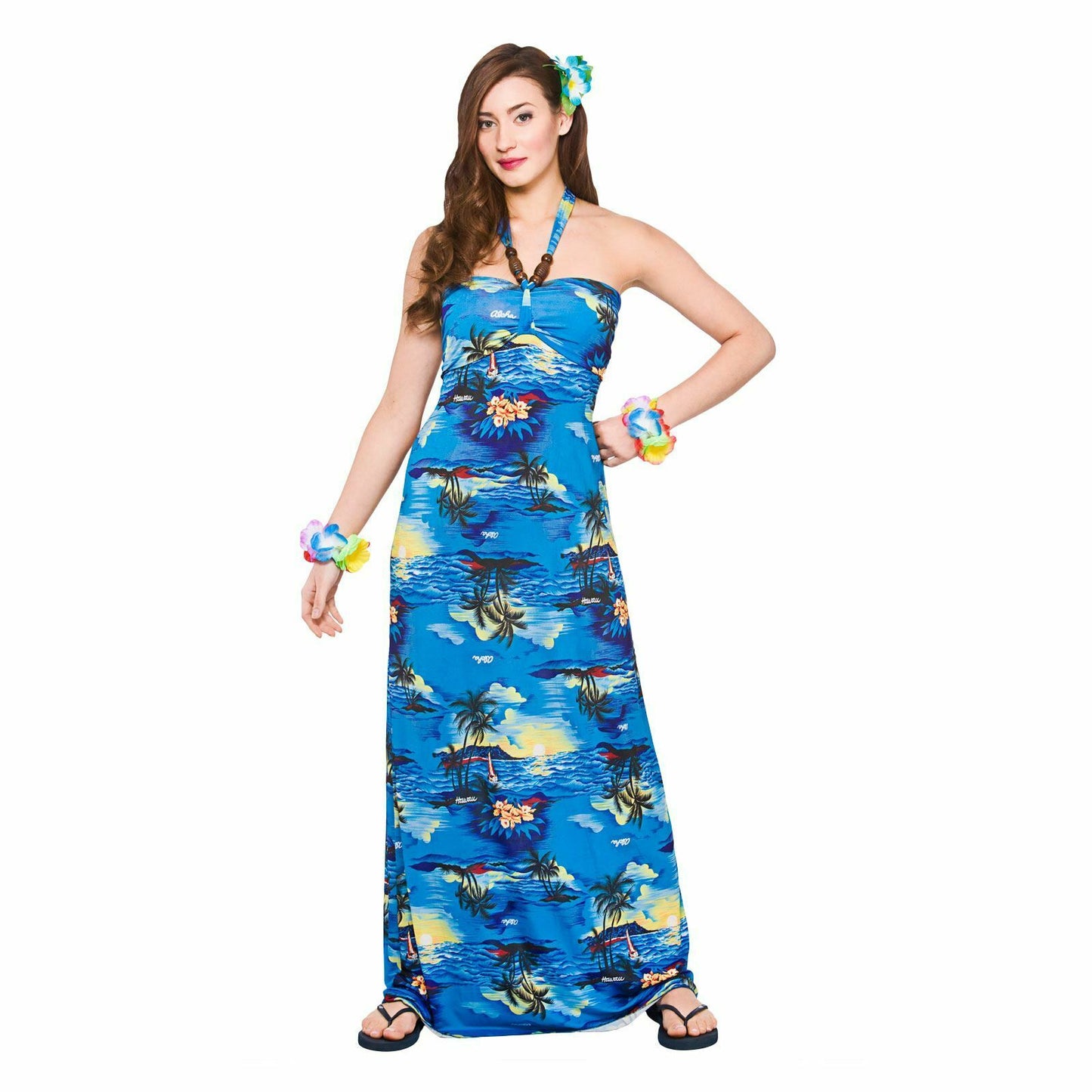 Hawaii Maxi Dress - Blue Palm