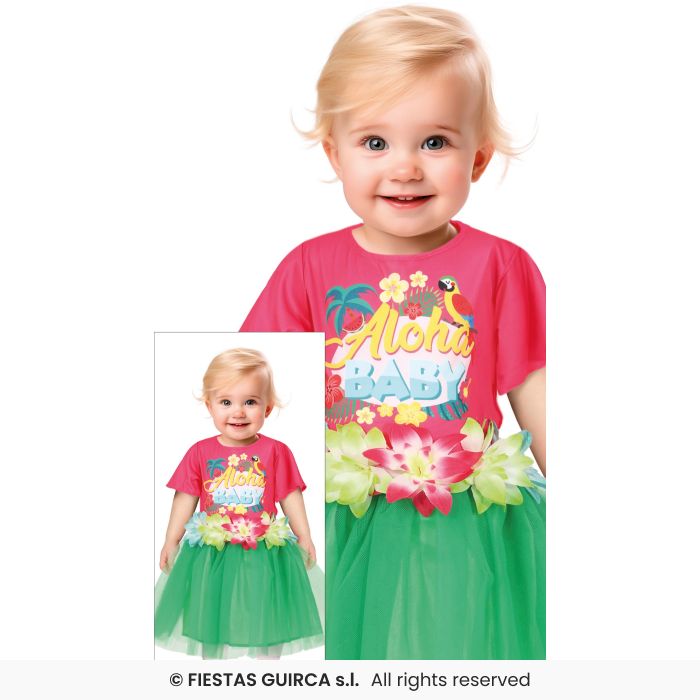 Aloha Tropical Costume Girls Hawaiian Beach Party Toddlers Fancy Dress Outfit Age 1-3