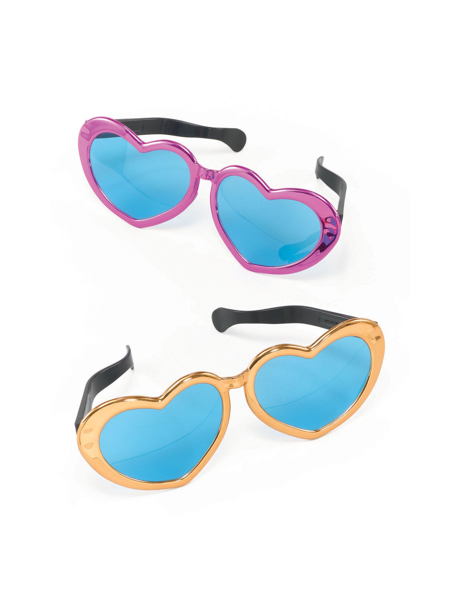 Glasses Jumbo Metallic Frame Heart Shaped Funky Groovy Specs Fancy Dress