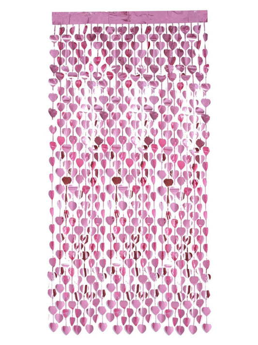 Heart Foil Curtain Backdrop Pink Princess Birthday Party Decoration Door