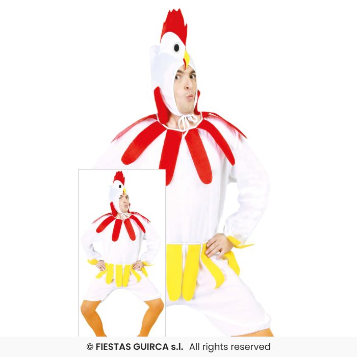Hen Costume Yellow Outfit Mens Farm Animal Fancy Dress M-XL