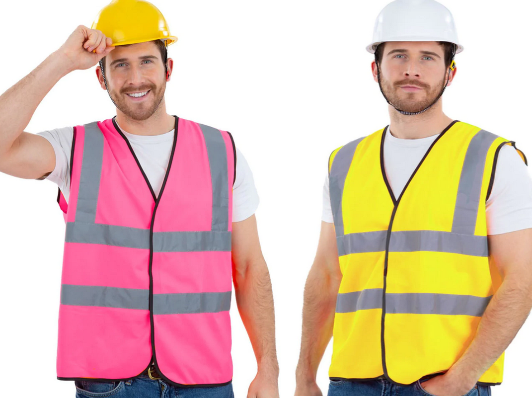 Yellow Or Pink High Vis Vest Adults Builder Safety Vest Mens Ladies Fancy Dress