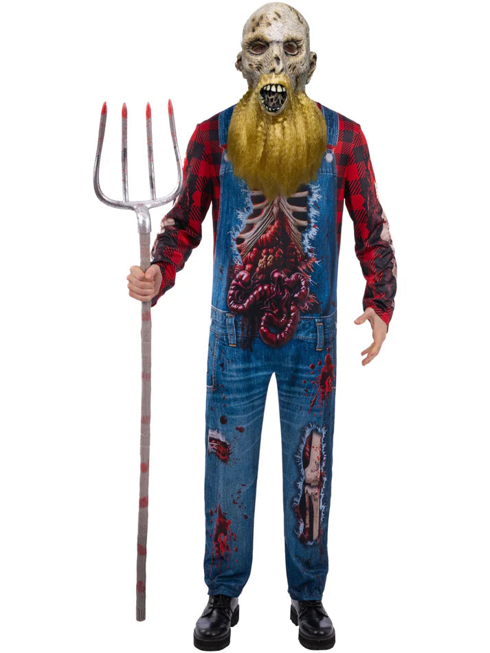 Zombie Hillbilly Costume Farmer Adults Halloween Fancy Dress Outfit Scary M-XL