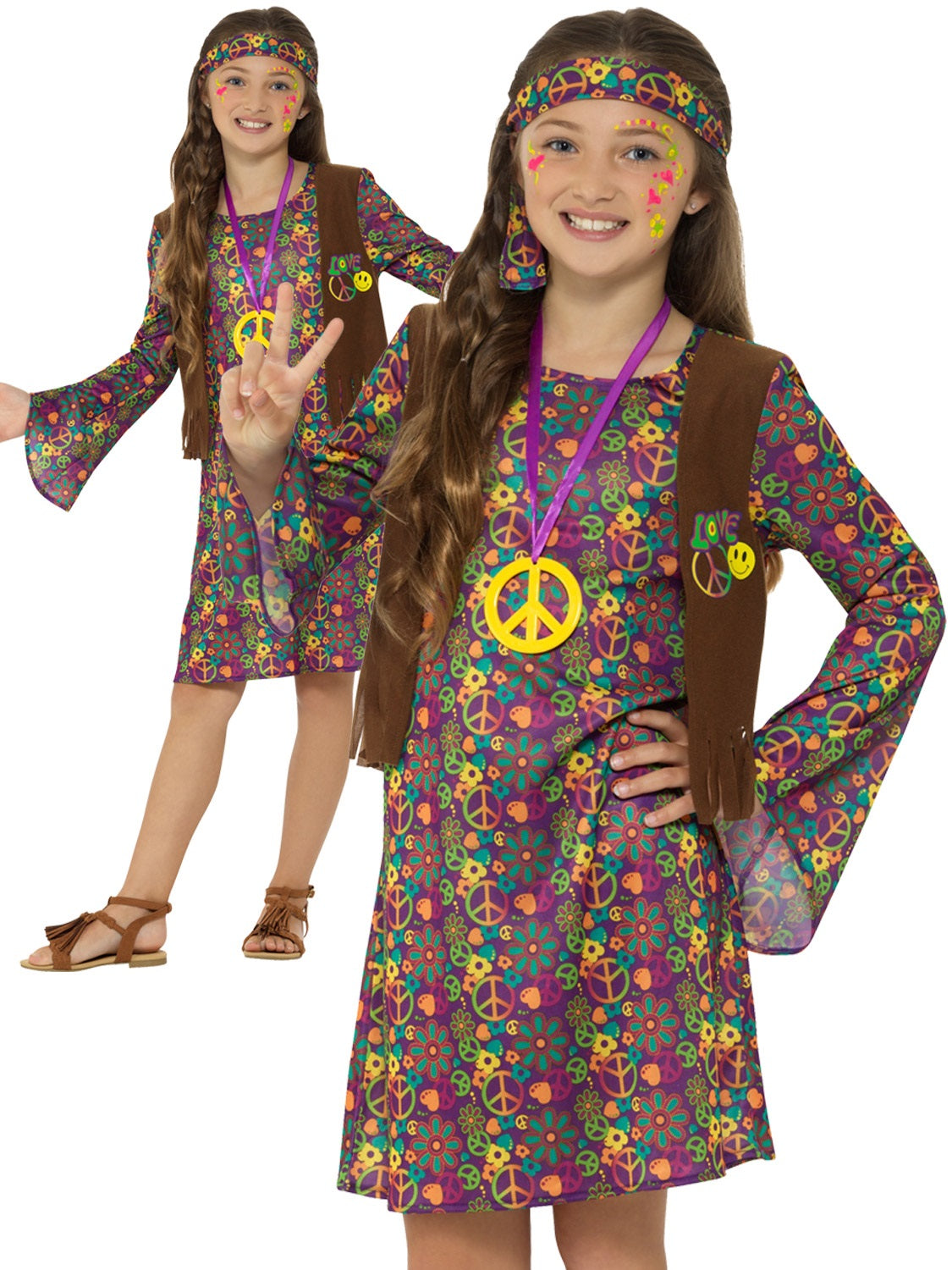 Hippie Girl Costume, with Dress