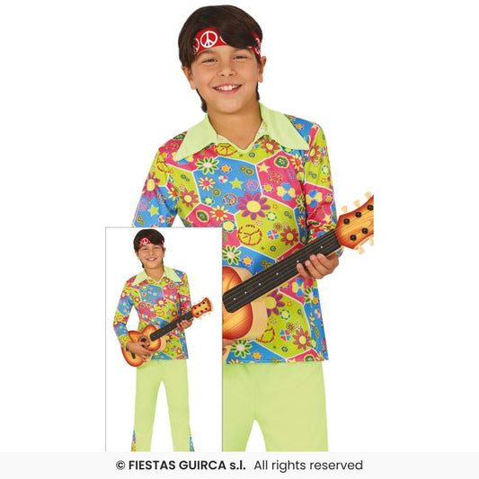 Hippie Boy Costume 60s 70s Hippy Fancy Dress Outfit Boys Girls Age 3-12