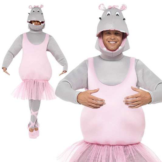 Adult Ballerina Hippo Costume Mens Funny Stag Fancy Dress Outfit Comedy New