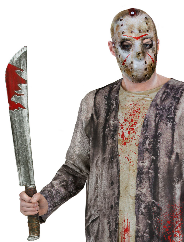 Friday The 13th Jason Voorhees Machete & Mask Kit Halloween Adults Fancy Dress