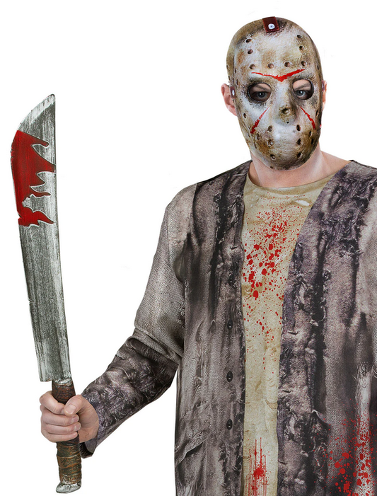 Friday The 13th Jason Voorhees Machete & Mask Kit Halloween Adults Fancy Dress