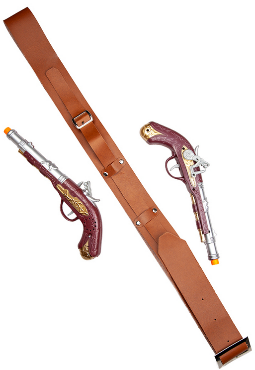 Double Shoulder Pirate Holster Gun & Golster Set Adults Pirates Fancy Dress
