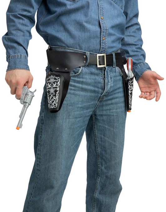 Cowboys Guns with Belt & Holster Black Holster Set Adults Fancy Dress Props