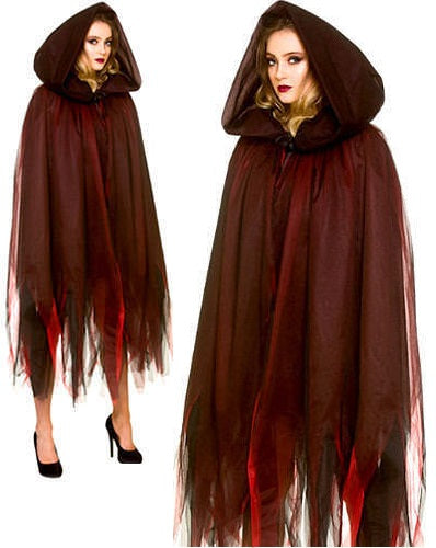 Deluxe Layered Hooded Cape - Deep Red