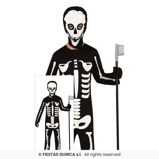 Boys Hooded Skeleton Fancy Dress Costume Kids Halloween Outfit Age 3-12