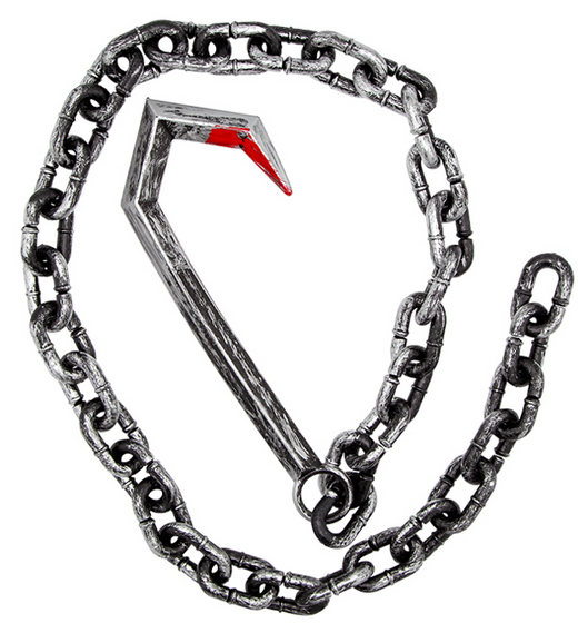 Bloody Butchers Hook Adults Halloween Fancy Dress Party Prop Fake Blood Chains